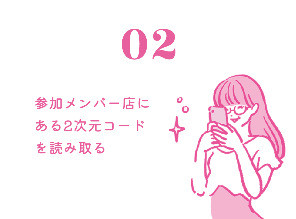 参加メンバー店にある2次元コードを読み取る